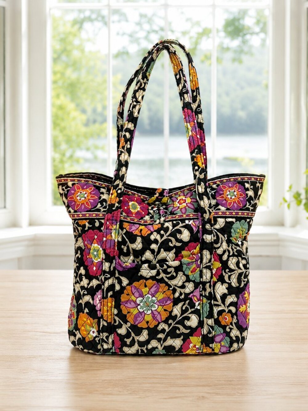 Vera Bradley Suzani Laura Floral Cinch Bag Retired Shoulder Tote Purse Bag 17x14